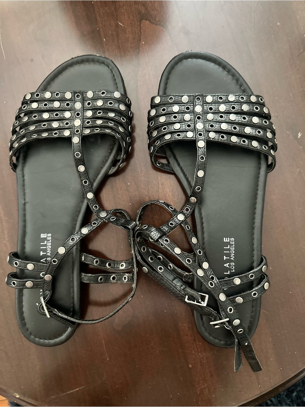 Very Volatile Black Studded Strappy Sandals